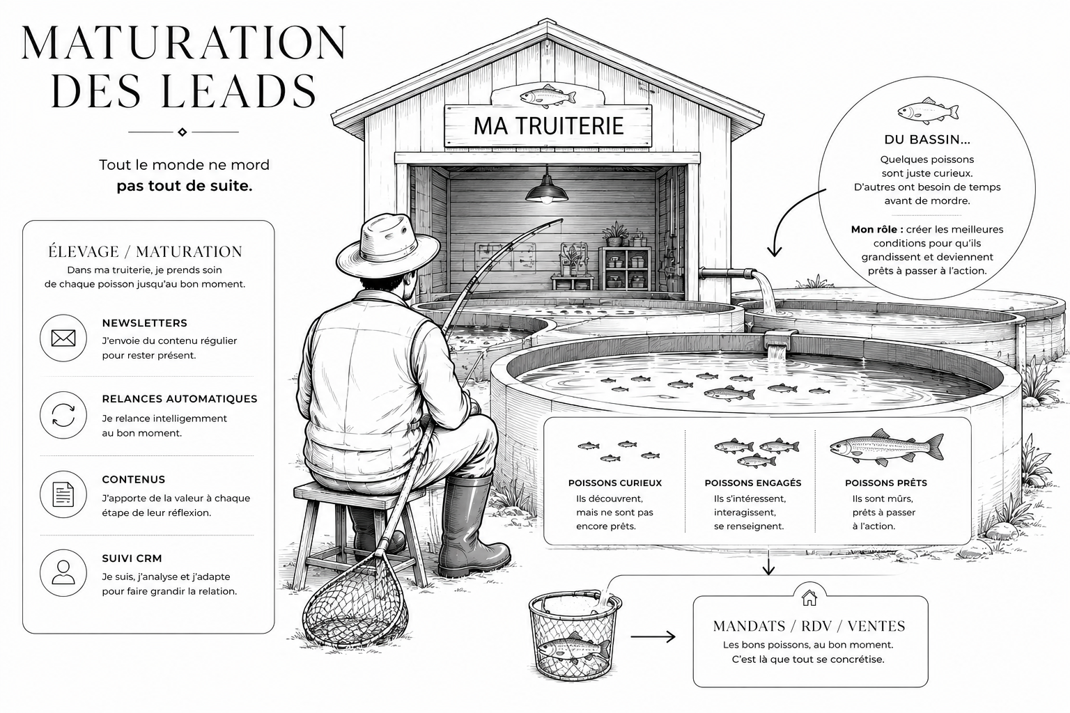 Métaphore de la maturation des leads — le bassin d'élevage